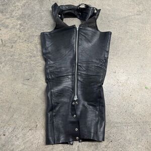 Vtg Park V Women’s Black Leather Motorcycle Chaps Size XXS Made in USA Classic